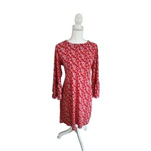 Michael Kors Retro Ditsy Red Daisy Floral Bell Sleeve Shift Dress Large